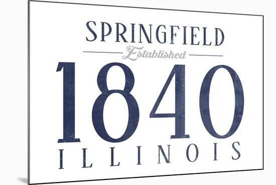 Springfield, Illinois - Established Date (Blue)-Lantern Press-Mounted Art Print