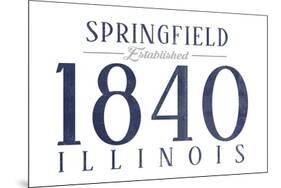 Springfield, Illinois - Established Date (Blue)-Lantern Press-Mounted Art Print