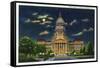 Springfield, Illinois, Exterior View of the State Capitol Building at Night-Lantern Press-Framed Stretched Canvas