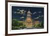 Springfield, Illinois, Exterior View of the State Capitol Building at Night-Lantern Press-Framed Premium Giclee Print