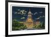 Springfield, Illinois, Exterior View of the State Capitol Building at Night-Lantern Press-Framed Premium Giclee Print