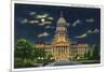 Springfield, Illinois, Exterior View of the State Capitol Building at Night-Lantern Press-Mounted Premium Giclee Print