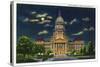 Springfield, Illinois, Exterior View of the State Capitol Building at Night-Lantern Press-Stretched Canvas
