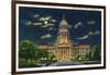 Springfield, Illinois, Exterior View of the State Capitol Building at Night-Lantern Press-Framed Art Print