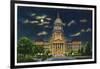 Springfield, Illinois, Exterior View of the State Capitol Building at Night-Lantern Press-Framed Art Print