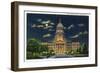 Springfield, Illinois, Exterior View of the State Capitol Building at Night-Lantern Press-Framed Art Print