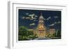 Springfield, Illinois, Exterior View of the State Capitol Building at Night-Lantern Press-Framed Art Print