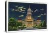 Springfield, Illinois, Exterior View of the State Capitol Building at Night-Lantern Press-Stretched Canvas