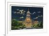 Springfield, Illinois, Exterior View of the State Capitol Building at Night-Lantern Press-Framed Art Print