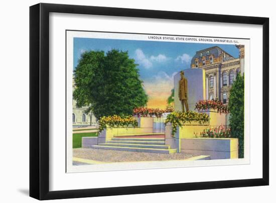 Springfield, Illinois, View of the Lincoln Statue on the State Capitol Grounds-Lantern Press-Framed Art Print