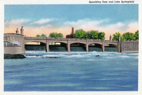 'Springfield, Illinois, View of the Spaulding Dam and Lake Springfield ...
