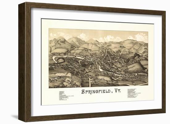 Springfield, Vermont - Panoramic Map-Lantern Press-Framed Art Print