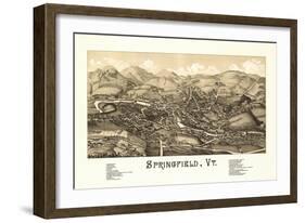 Springfield, Vermont - Panoramic Map-Lantern Press-Framed Art Print