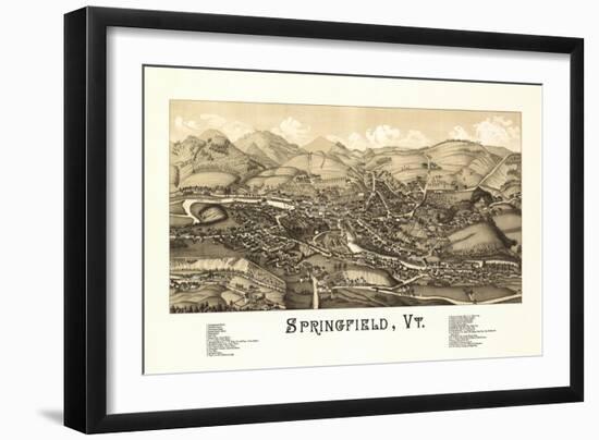 Springfield, Vermont - Panoramic Map-Lantern Press-Framed Art Print