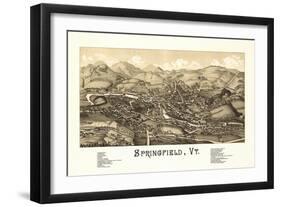 Springfield, Vermont - Panoramic Map-Lantern Press-Framed Art Print