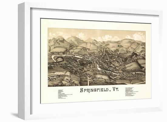 Springfield, Vermont - Panoramic Map-Lantern Press-Framed Art Print