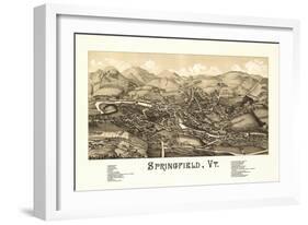 Springfield, Vermont - Panoramic Map-Lantern Press-Framed Art Print