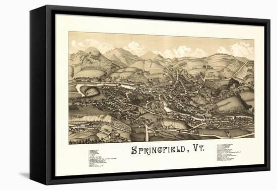 Springfield, Vermont - Panoramic Map-Lantern Press-Framed Stretched Canvas