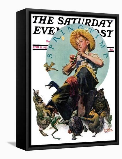 "Springtime, 1927" Saturday Evening Post Cover, April 16,1927-Norman Rockwell-Framed Stretched Canvas