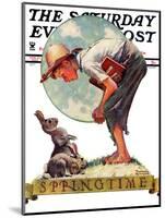 "Springtime, 1935 boy with bunny" Saturday Evening Post Cover, April 27,1935-Norman Rockwell-Mounted Giclee Print