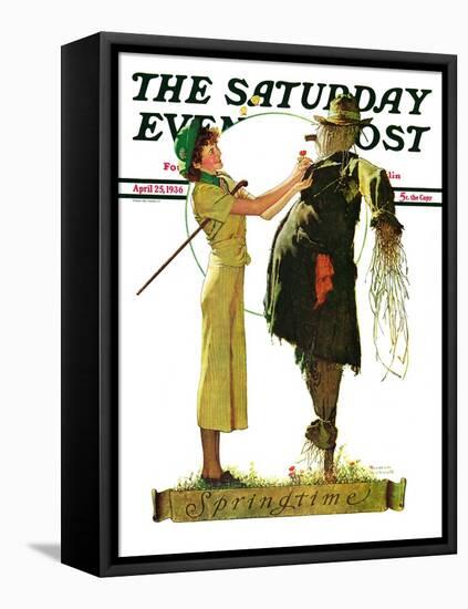 "Springtime, 1936" Saturday Evening Post Cover, April 25,1936-Norman Rockwell-Framed Stretched Canvas