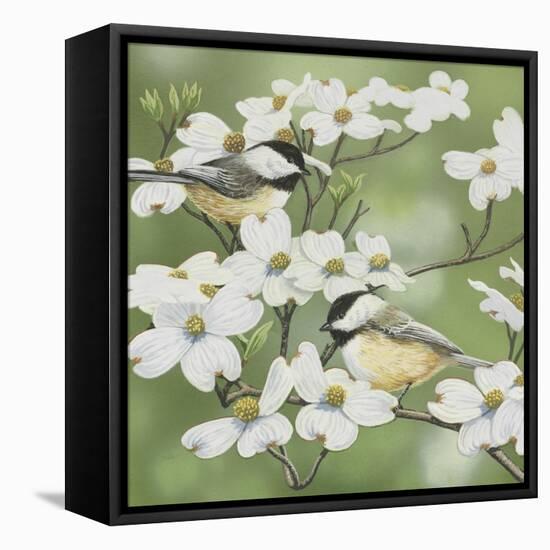 Springtime and Chickadees-William Vanderdasson-Framed Stretched Canvas
