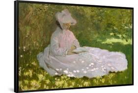 Springtime. Date/Period: 1872. Oil paintings. Oil on canvas Oil on canvas. Height: 50 mm (1.96 i...-Claude Monet-Framed Poster