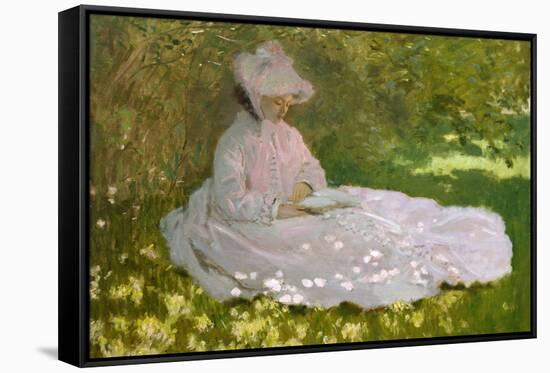 Springtime. Date/Period: 1872. Oil paintings. Oil on canvas Oil on canvas. Height: 50 mm (1.96 i...-Claude Monet-Framed Stretched Canvas