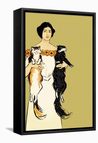 Springtime Felines-Edward Penfield-Framed Stretched Canvas