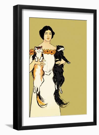 Springtime Felines-Edward Penfield-Framed Art Print