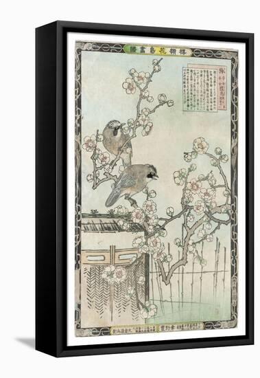 Springtime in Japan, Cherry Blossom and a Pair of Birds-null-Framed Stretched Canvas