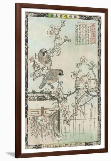 Springtime in Japan, Cherry Blossom and a Pair of Birds-null-Framed Art Print