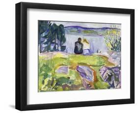 Springtime (Lovers by the shore). Between 1911 and 1913-Edvard Munch-Framed Giclee Print