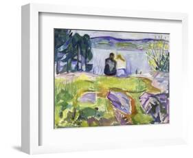 Springtime (Lovers by the shore). Between 1911 and 1913-Edvard Munch-Framed Giclee Print