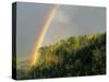 Springtime Rainbow Arching Over Vista House on Crown Point-Steve Terrill-Stretched Canvas
