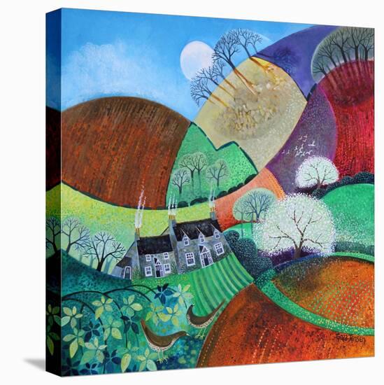 Springtime round the corneracrylics on paper-Lisa Graa Jensen-Stretched Canvas