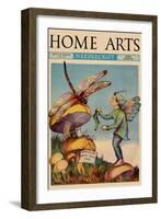 Sprite Needs His Socks Darned by a Dragonfly Who Is Sitting on a Mushroom-Home Arts-Framed Art Print