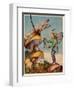 Sprite Needs His Socks Darned By a Dragonfly Who Is Sitting On a Mushroom-null-Framed Art Print