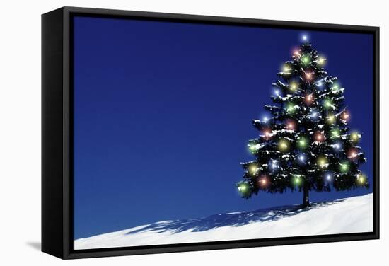 Spruce Tree with Lights-null-Framed Stretched Canvas