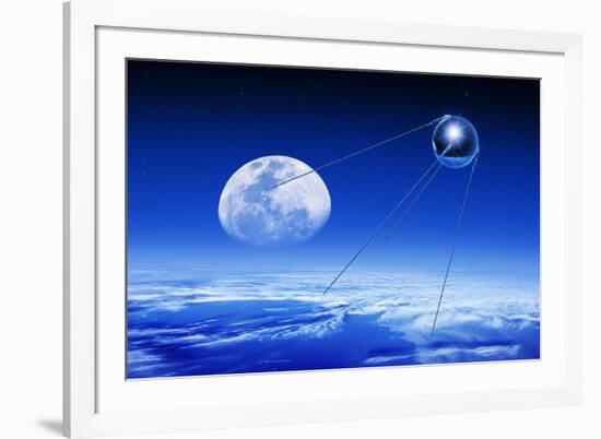 Sputnik 1 Satellite, Composite Image-Detlev Van Ravenswaay-Framed Photographic Print