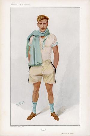 Douglas Stuart Dressed for Sport in Short Sleeved Vest with Pale Blue Trim and Flannel Shorts
