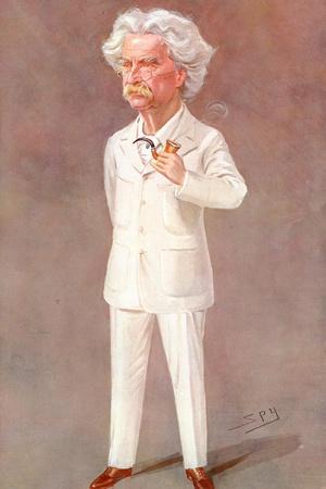 Mark Twain American Writer Born: Samuel Langhorne Clemens Pictured in a White Suit