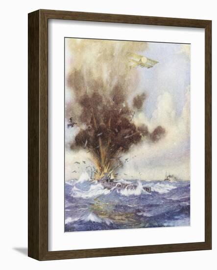 Squadron Leader Arthur Bigsworth Attacks with Bombs a German Submarine-H. G. Swanwick-Framed Giclee Print