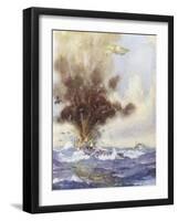 Squadron Leader Arthur Bigsworth Attacks with Bombs a German Submarine-H. G. Swanwick-Framed Giclee Print