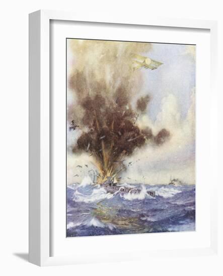 Squadron Leader Arthur Bigsworth Attacks with Bombs a German Submarine-H. G. Swanwick-Framed Giclee Print