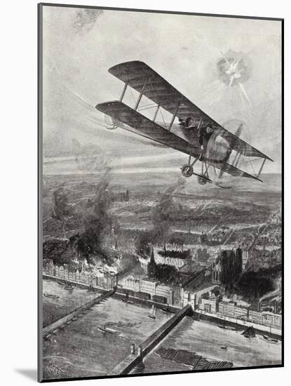 Squadron Leader Spenser Grey Flying over Cologne, 8 October 1914-W. Avis-Mounted Giclee Print