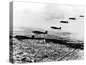 Squadron of German Heinkel He 111 Bombers Flying over Occupied Paris, July 1940-null-Stretched Canvas