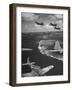 Squadron of US Douglas SBD3 Dive Bombers in Flight, Patrolling Coral Reefs Off Midway Island-Frank Scherschel-Framed Photographic Print