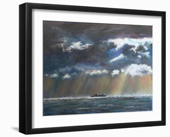 Squall near lonely ship,  pastel-Margo Starkey-Framed Giclee Print