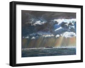 Squall near lonely ship,  pastel-Margo Starkey-Framed Giclee Print